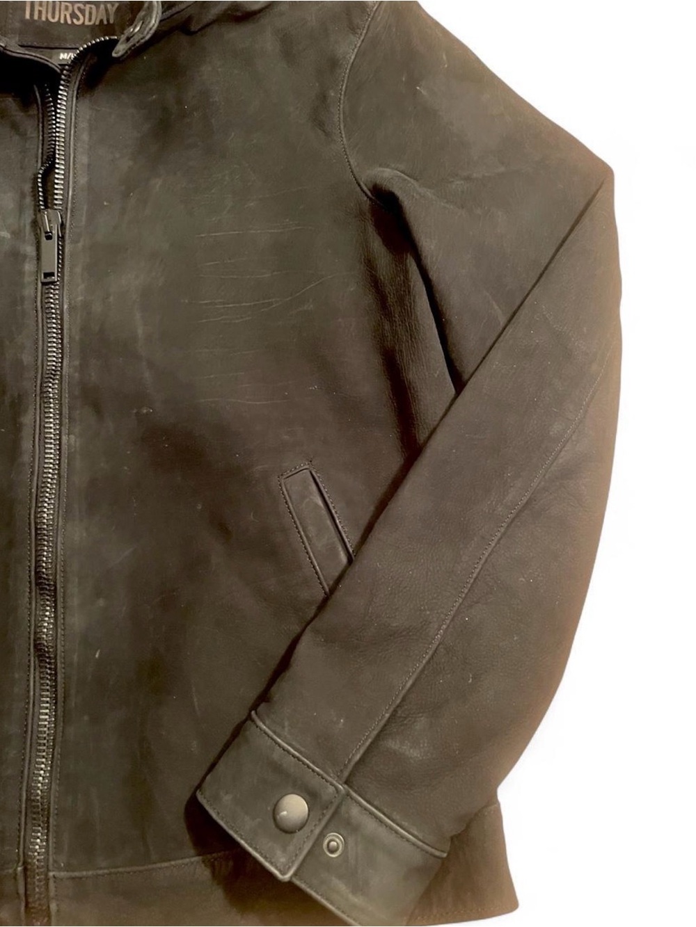 Thursday Boot Co. Black Matte Leather Racer Jacket Medium 🖤 - Picture 5 of 8